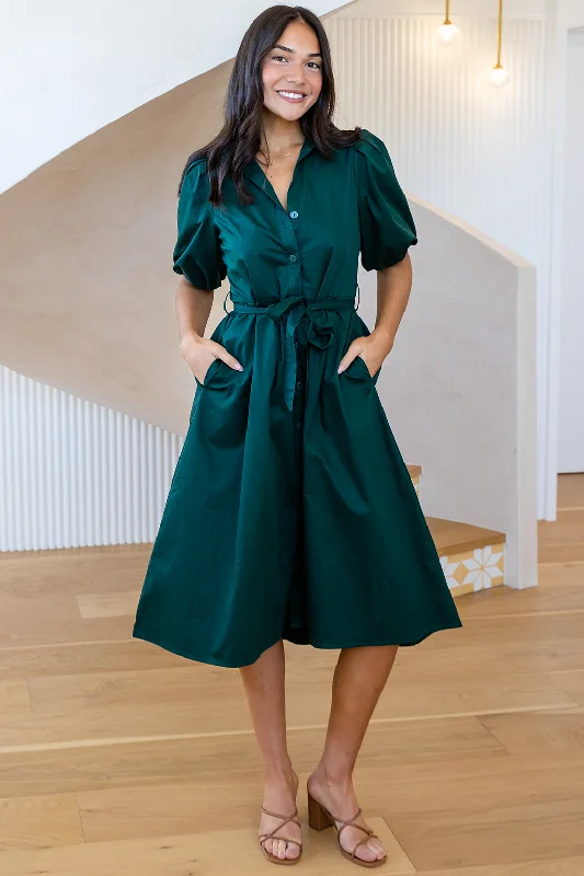 Shannon Midi Dress Dark Emerald