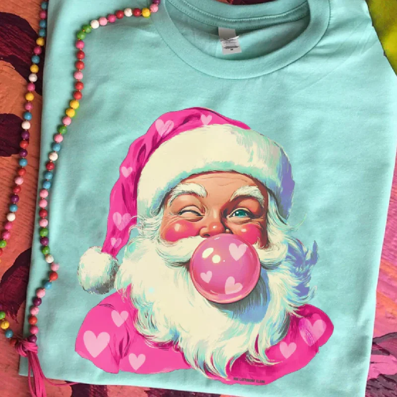 Online Exclusive | Bubblegum Heart Santa Graphic Tee in Mint