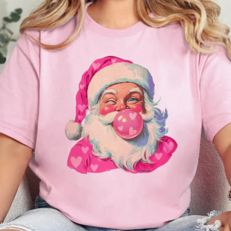 Online Exclusive | Bubblegum Heart Santa Graphic Tee in Pink