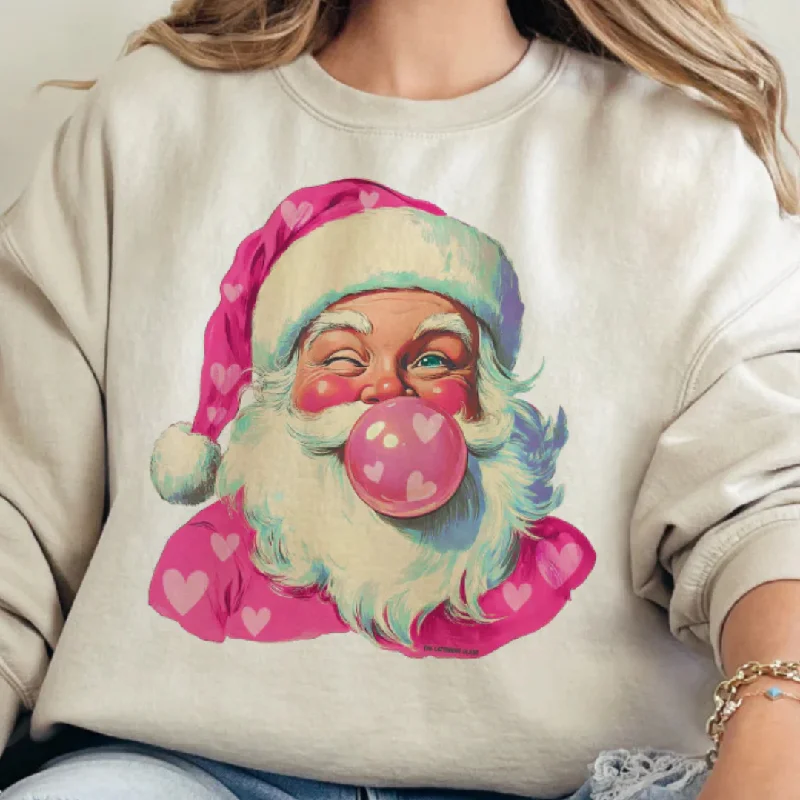 Online Exclusive | Bubblegum Heart Santa Graphic Sweatshirt in Cream