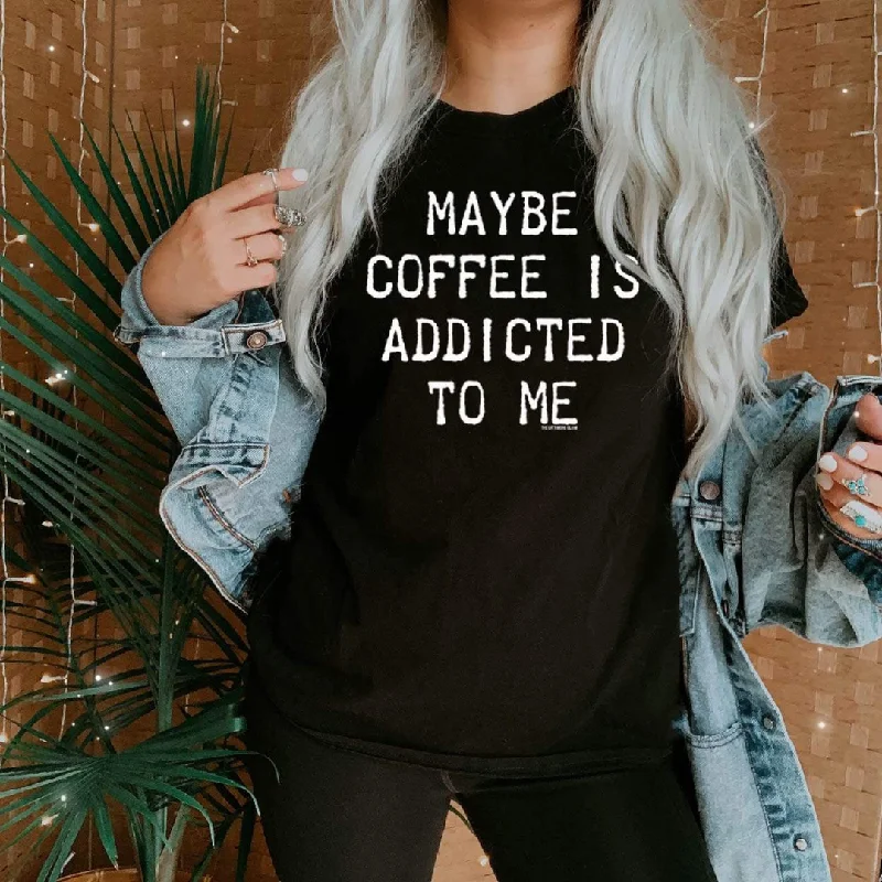 Online Exclusive | Maybe Coffee Is Addicted To Me Graphic Tee in Black