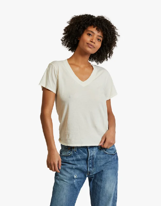 Perfect White Tee Hendrix V-Neck T-Shirt in Bright Ivory