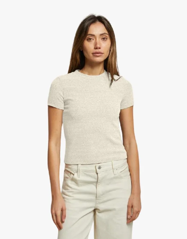 Perfect White Tee Katz Ribbed T-Shirt in Sand Dune