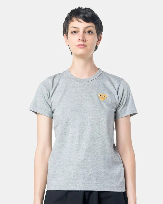 Play T-Shirt with Gold Heart in Grey