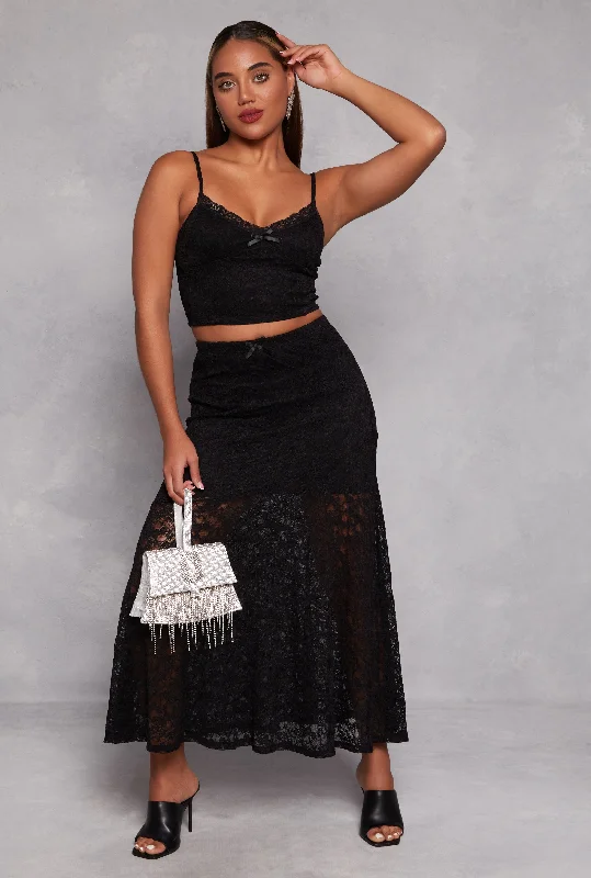 Almost Famous Floral Lace Maxi Skirt