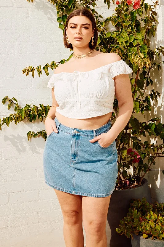 Denim A-Line Mini Skirt