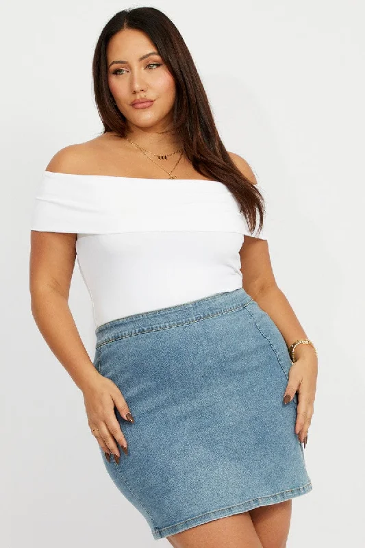 Denim Denim Split Mini Skirt