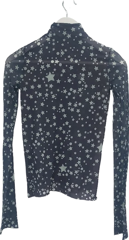 Acne Studios Grey Star Print Long Sleeve Top UK S