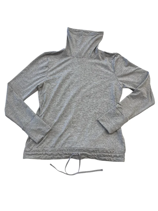 Athletic Top Long Sleeve Collar By Nike In Grey, Size: M