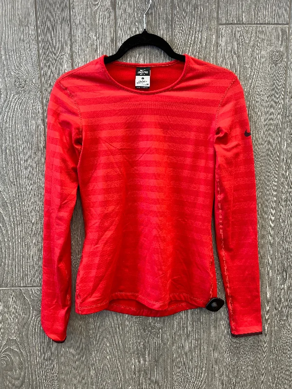 Athletic Top Long Sleeve Collar By Nike In Red, Size: S