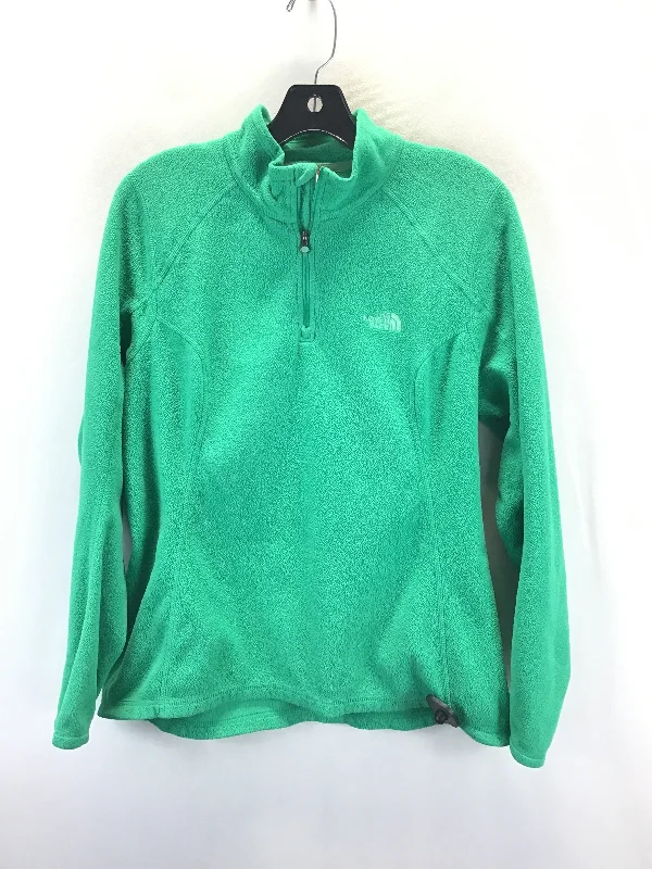 Athletic Top Long Sleeve Collar By The North Face In Green, Size: L