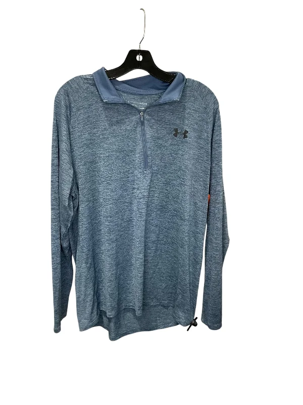 Athletic Top Long Sleeve Collar By Under Armour In Blue, Size: L