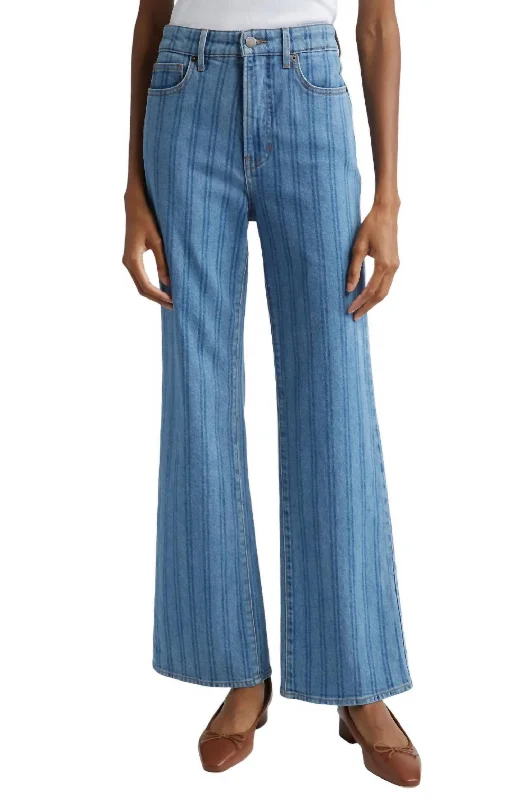 Crosbie Wide Leg Jeans In Sapphire Stripe