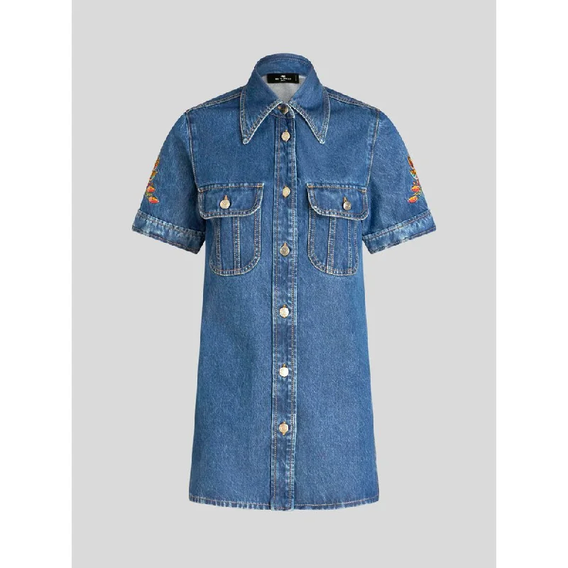 DENIM SHIRT WITH EMBROIDERY