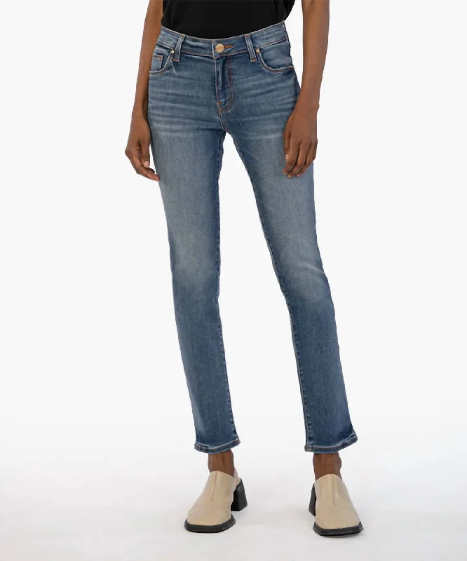 Elizabeth High Rise Fab Ab Straight Leg Jean In Medium Base Wash