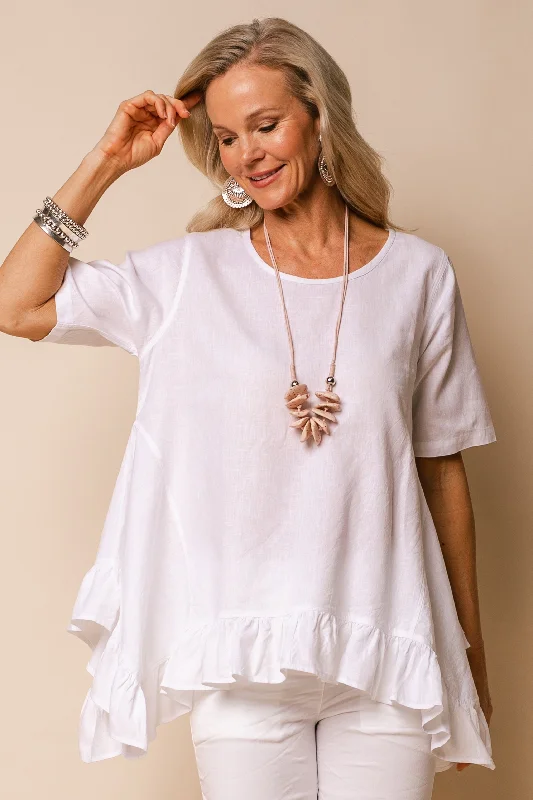 Shiloh Linen Blend Top in White