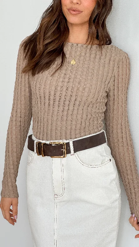 Sydney Long Sleeve Top - Taupe