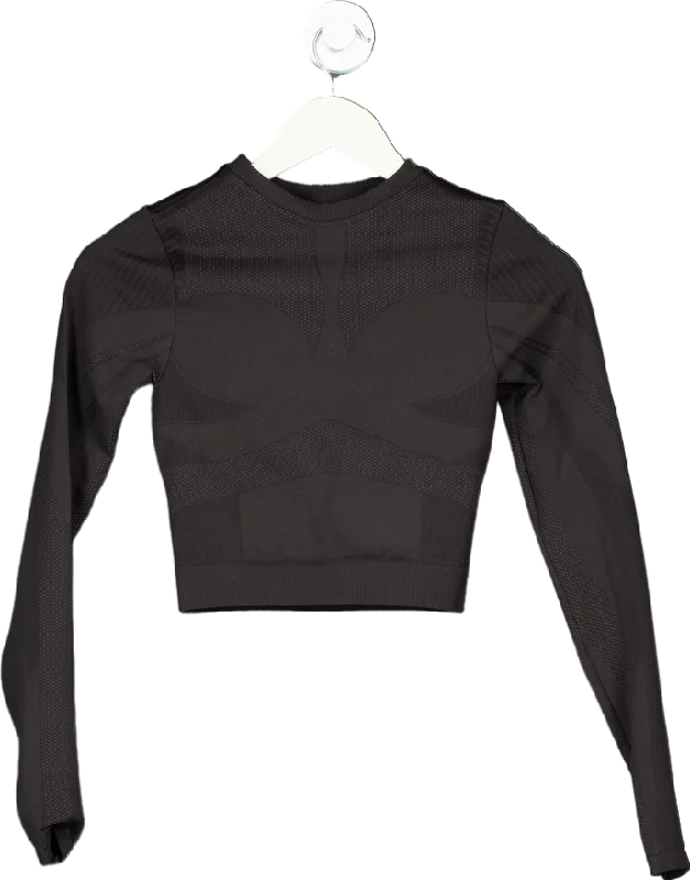 TheGivingMovement Black Seamless Long Sleeve Top UK XS