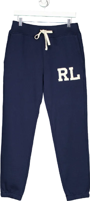 Ralph Lauren Navy Logo Applique  Letterman Joggers Petite Fit UK S