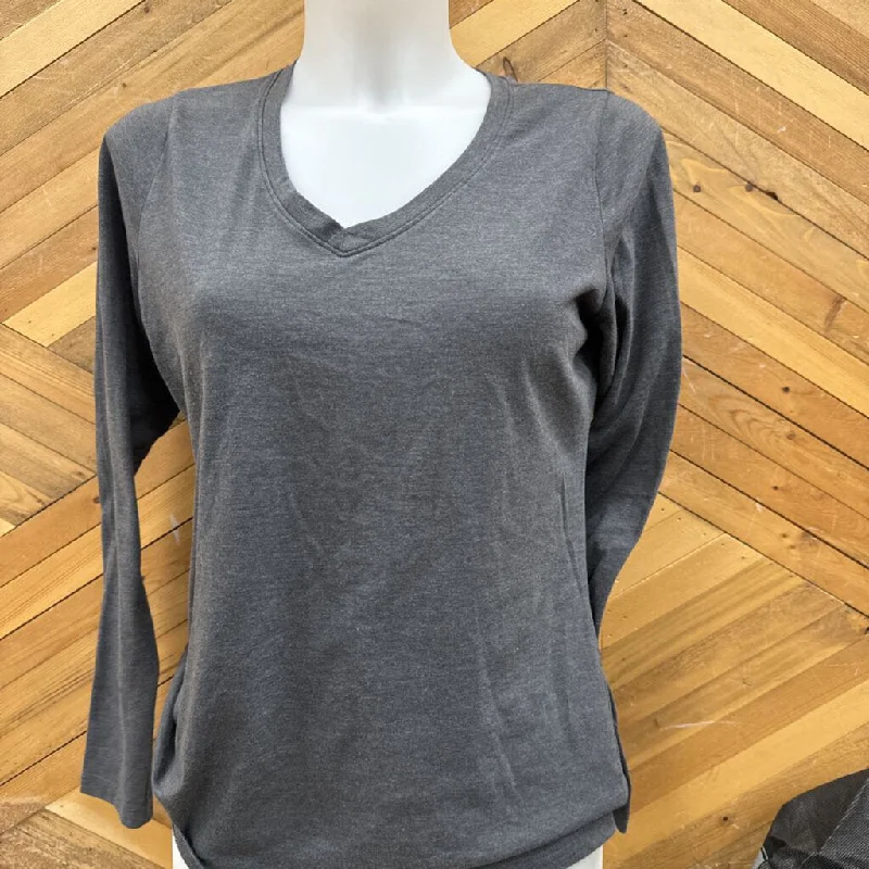 Eddie Bauer - Women's V-Neck Top Long Sleeves : Dark Grey-women-SM