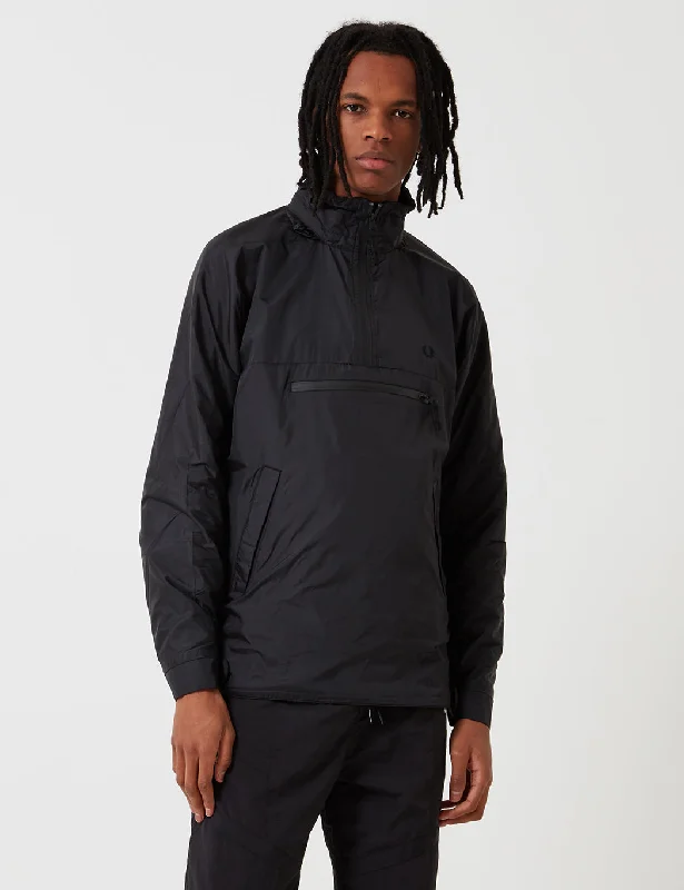 Fred Perry Half Zip Hooded Jacket - Black