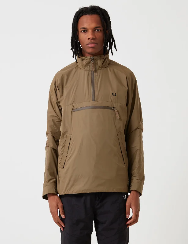 Fred Perry Half Zip Hooded Jacket - Dark Khaki