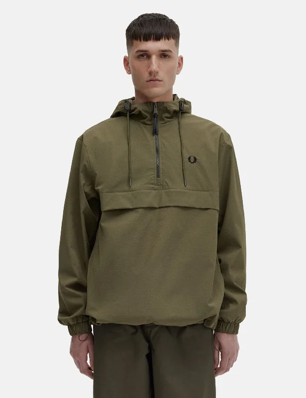 Fred Perry Half Zip Jacket (Seersucker) - Uniform Green