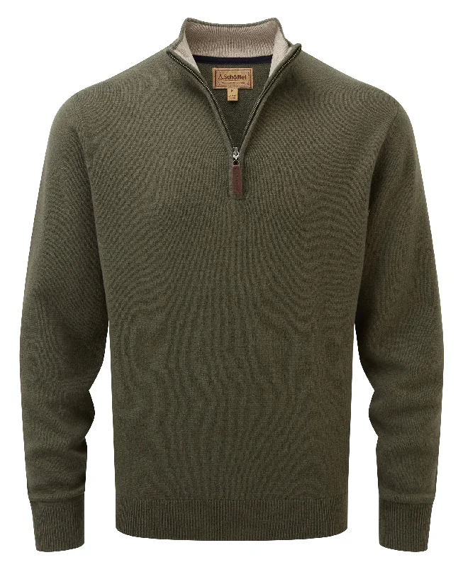 Lambswool 1/4 Zip Jumper - Moss