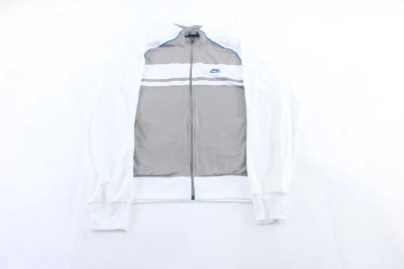 Nike Embroidered Logo Grey, Blue, & White Track Jacket