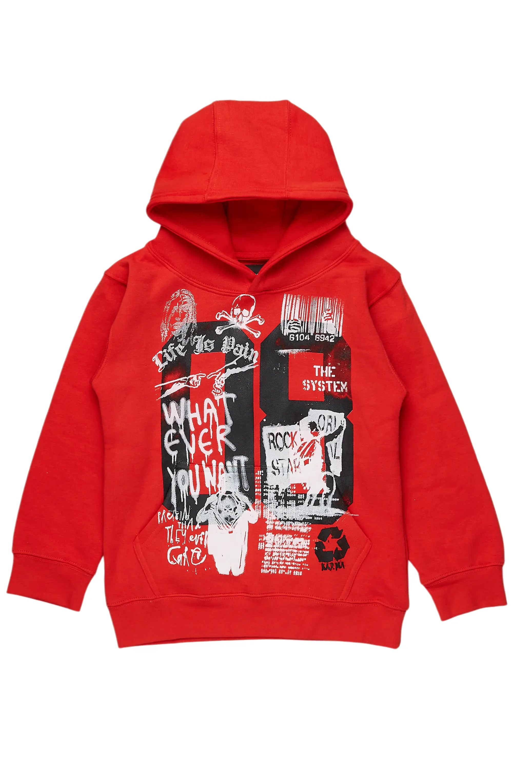 Boys Beau Red Graphic Hoodie