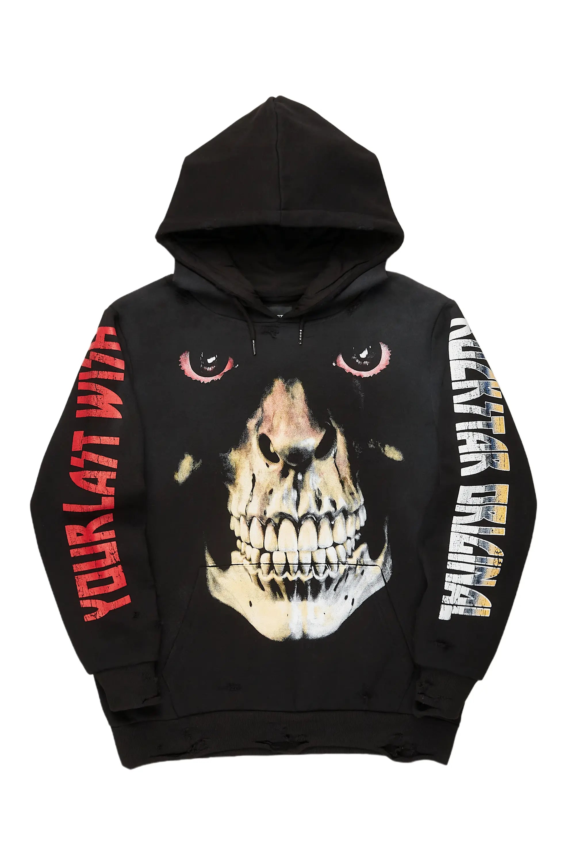 Dunebi Black Distressed Graphic Hoodie