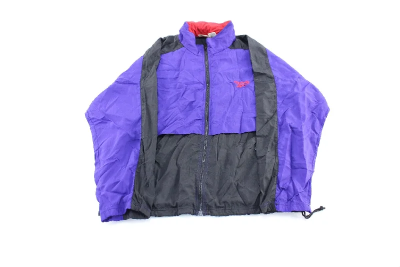 Vintage Reebok Embroidered Logo Black & Purple Windbreaker Jacket