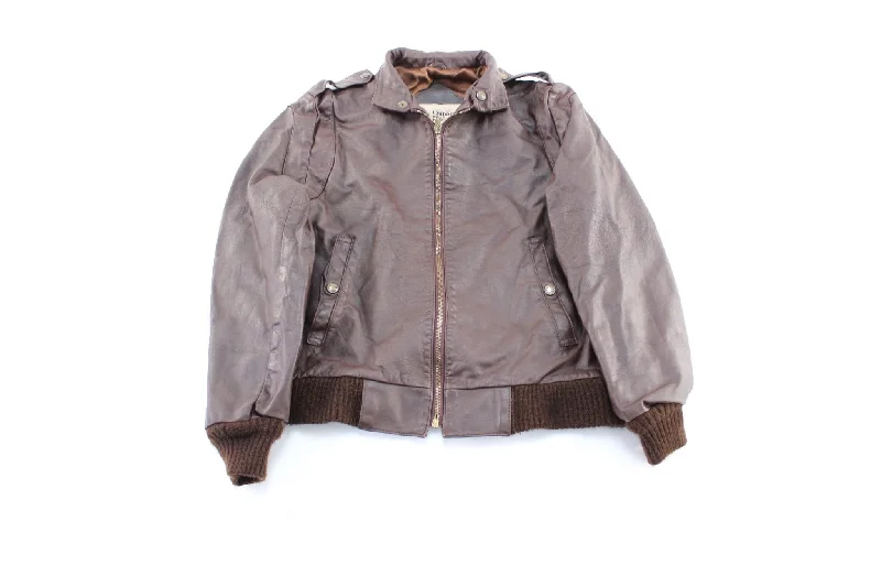 Women's London Fog Brown Leather Zip Up Jacket