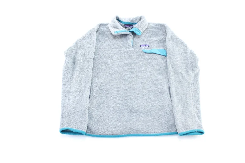 Women's Patagonia Logo Patch Grey & Turquoise Snap-T Pullover Jacket