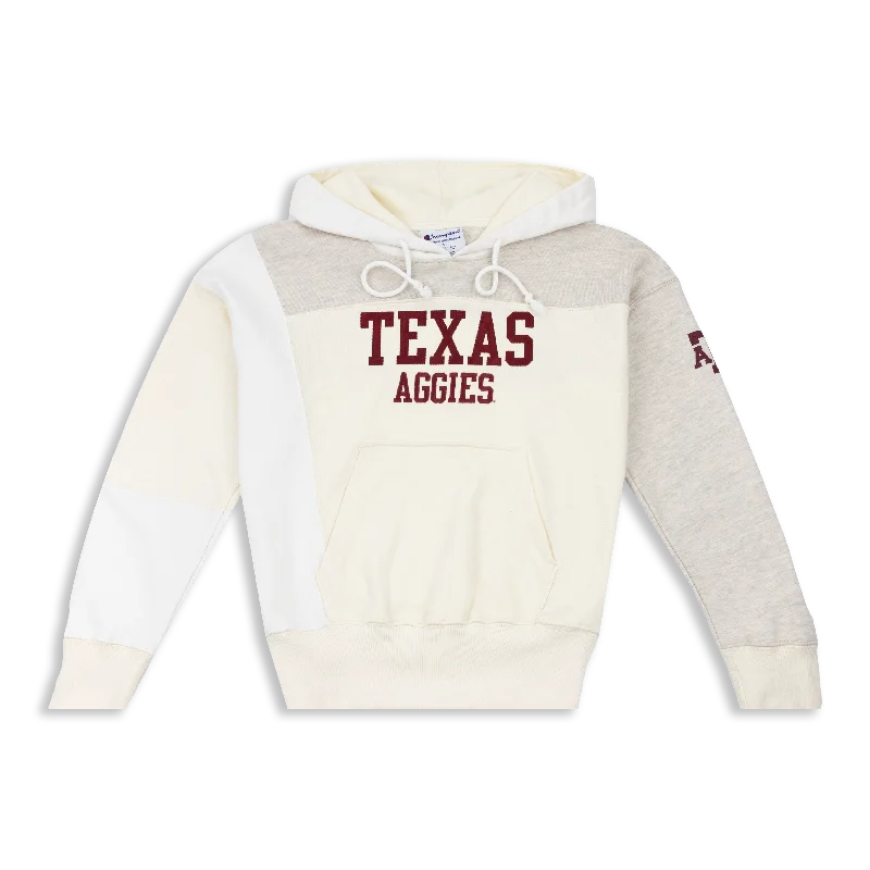 Texas Aggies Patchwork Oatmeal Crop Hoodie