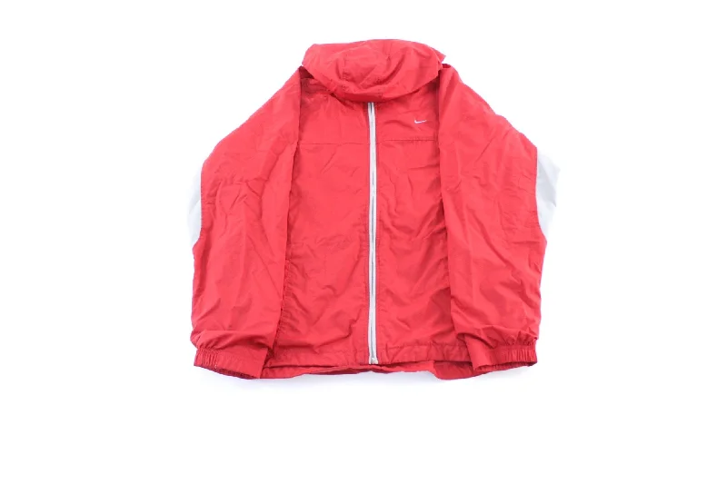 Women's Y2K Nike Embroidered Logo Red & Grey Zip Up Jacket