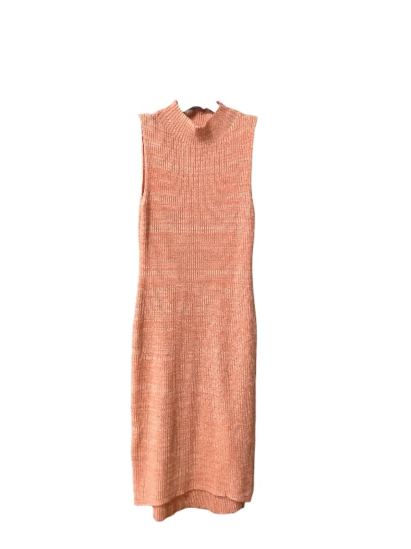 Orange Dress Casual Midi Daily Practice By Anthropologie, Size M