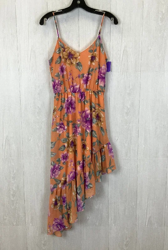 Orange Dress Casual Midi Everly, Size S