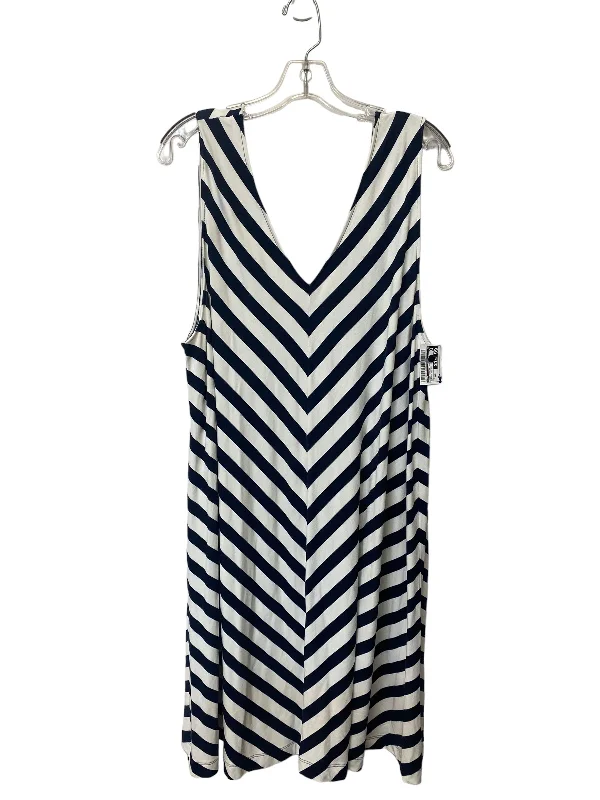 Striped Pattern Dress Casual Midi Loft, Size Xxl