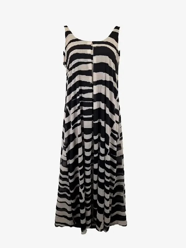 Alice + Olivia Breezy Zebra Stripe Summer Maxi Dress Size L