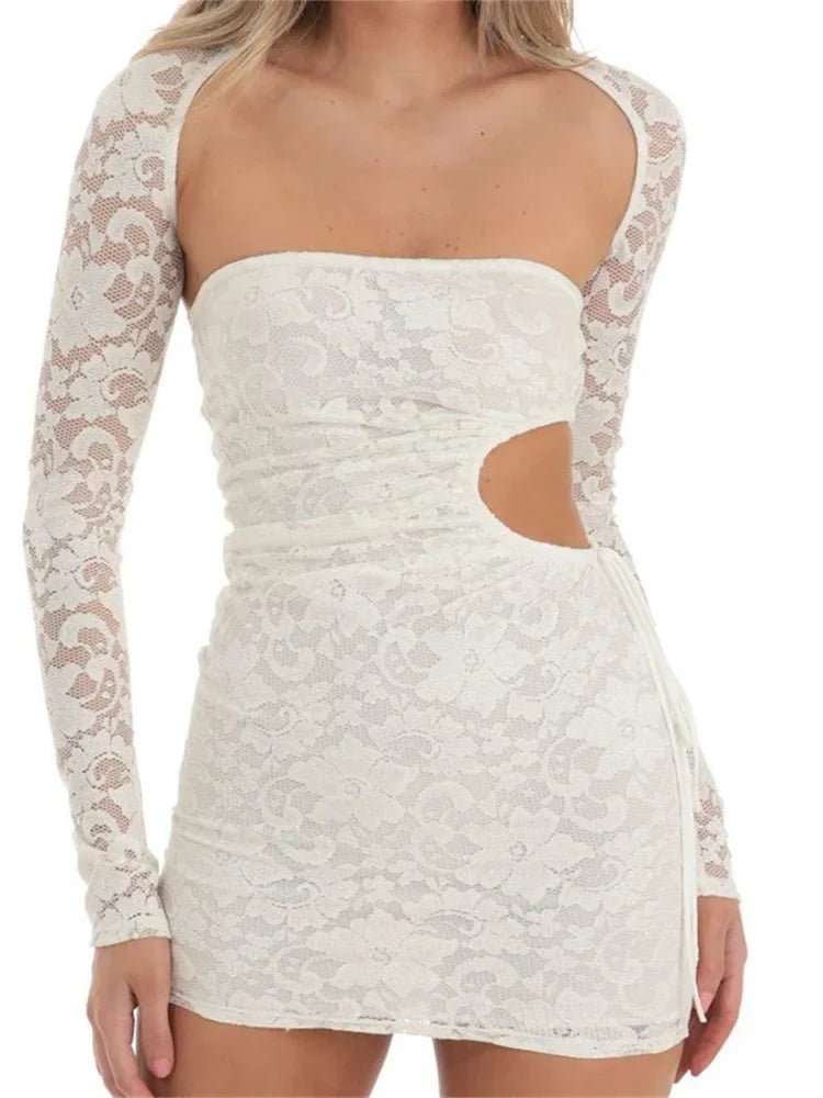 Hollow Out Strapless Backless Lace Mini Dresses