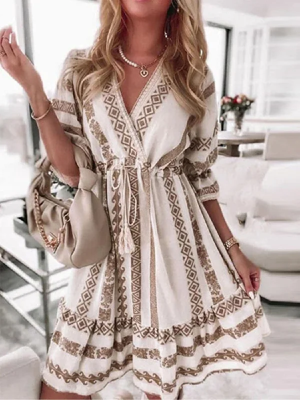 Casual Rhombus Print Mini Dress