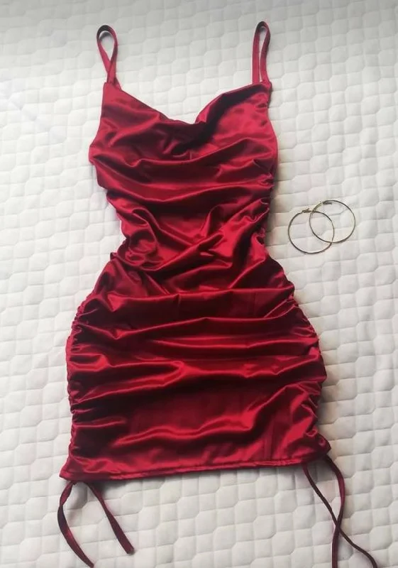 Bodycon Burgundy Mini Dress,Sexy Homecoming Dress       S5054