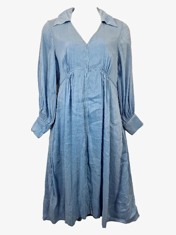 Country Road Silk Blend Sky Summer Maxi Dress Size 16