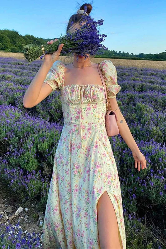 Floral Print Backless Corset Maxi Dress