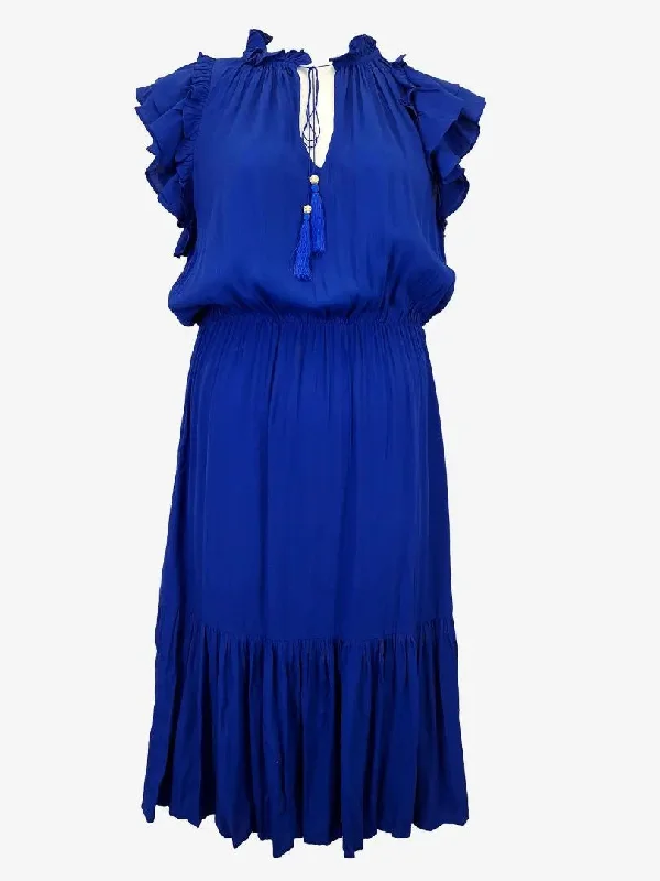 Natasha Gan Cobalt Ruffle Tie Front Maxi Dress Size 12