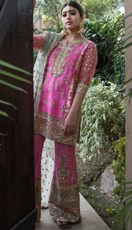 Alluring Pakistani designer party dress in lavish pink color # B3364