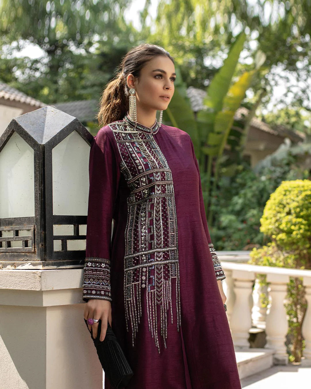 Pakistani Party Wear Organza Long Kameez Design Ladies